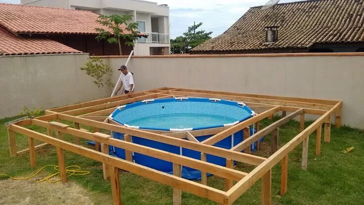 Каркасный бассейн на дачу своими руками Pallet Outdoor Swimming Pool Diy swimming pool, Building a swimming pool, Swimmi