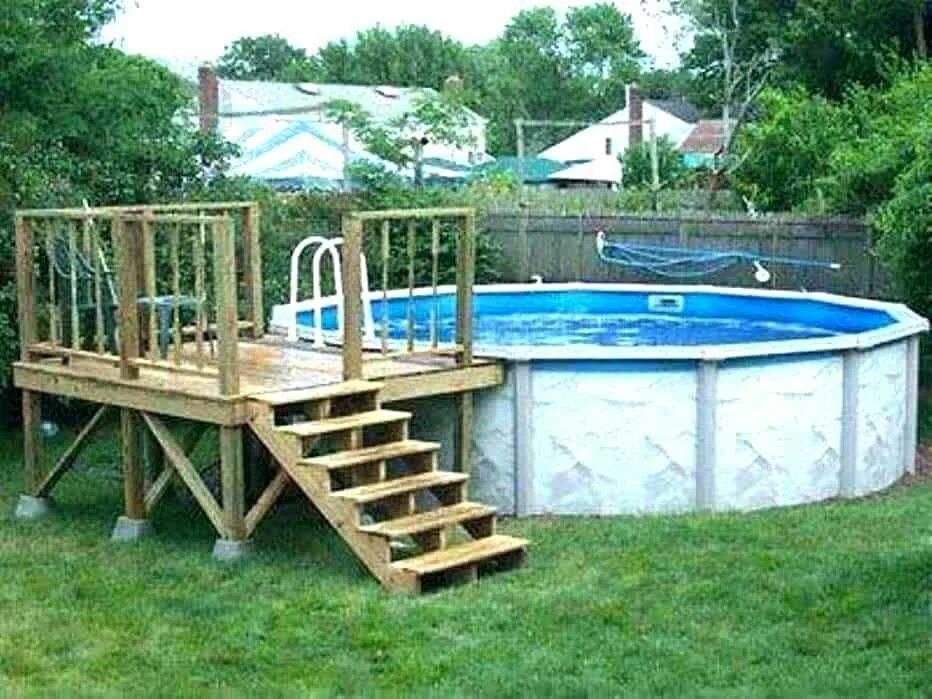 Каркасный бассейн на дачу своими руками Related image Pool deck plans, Wood pool deck, Swimming pool decks