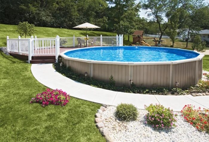 Каркасный бассейн в земле фото How to Put an Above Ground Pool on a Hill Building a pool, Above ground swimming