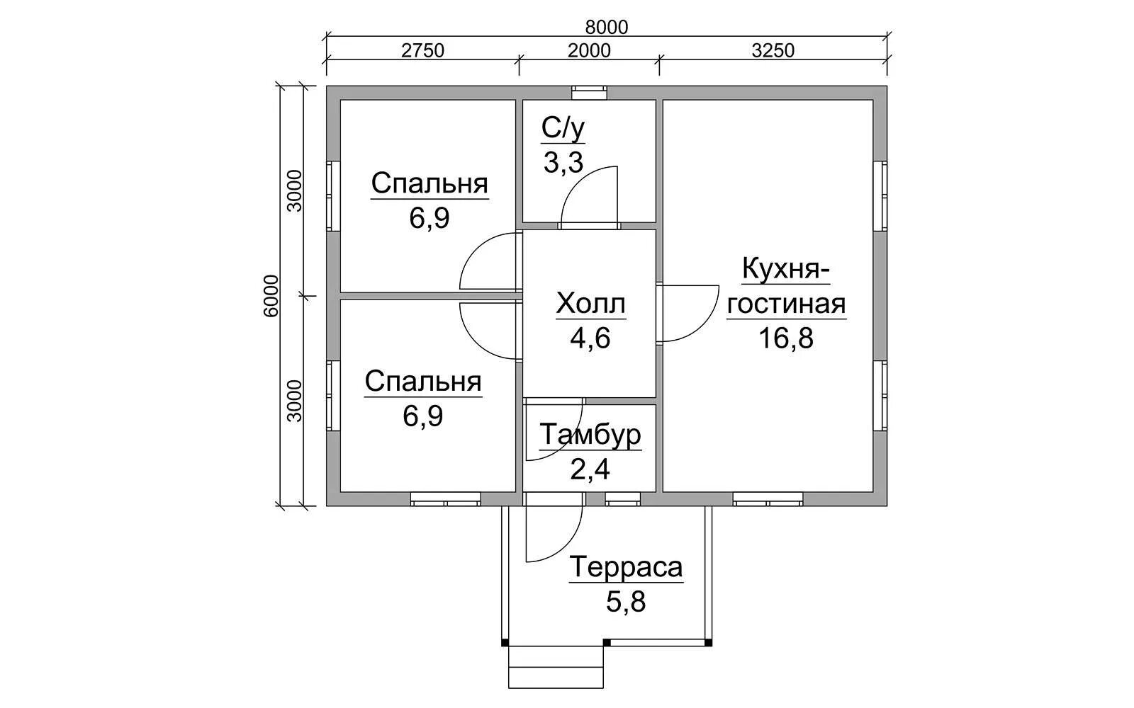Каркасный дом 6 6 одноэтажный чертежи Создаем Проект каркасного дома своими руками: взять готовые - 6х6, 8х8, 6х9 или 