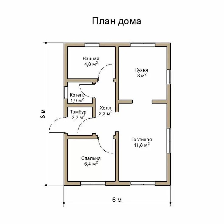 Каркасный дом 6 8 планировка Пин на доске Дома до 50 метров