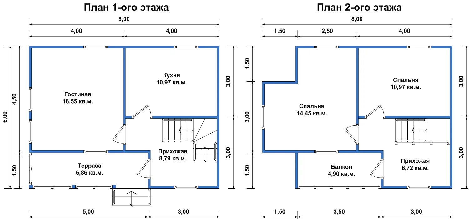 Каркасный дом 6 8 планировка План каркасного дома 6х8