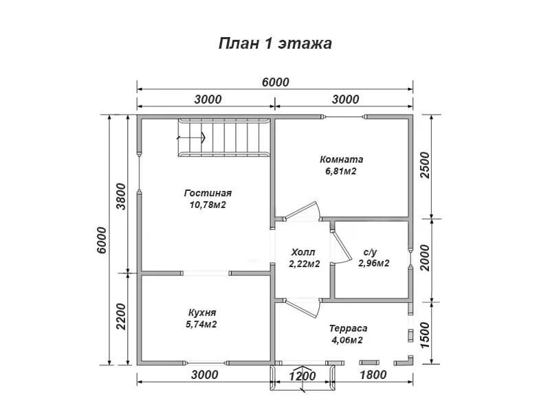 Каркасный дом 6х6 проект с чертежами Дачный дом Березовка - проект каркасного дачного дома 6х6