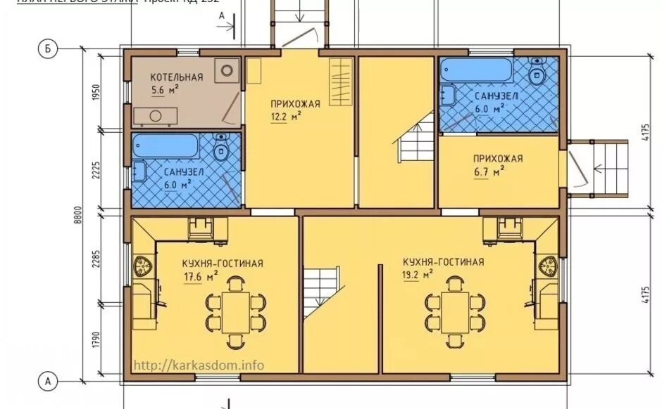 Каркасный дом 7 7 планировка Каркасный дом 9x12 Проект КД-252