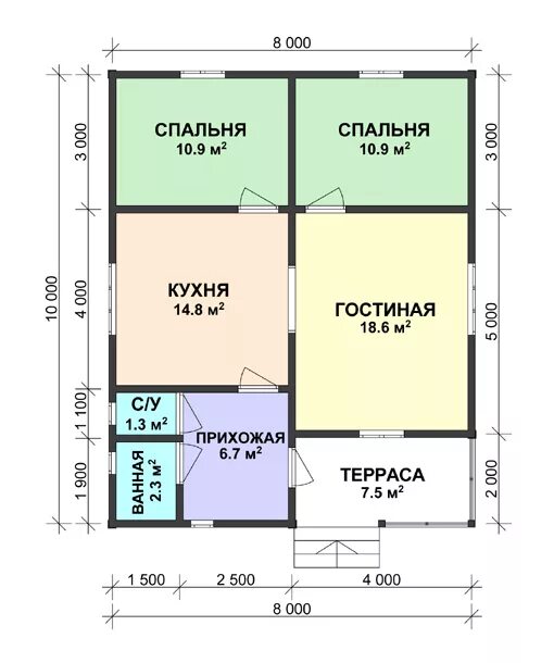 Каркасный дом 8 на 10 одноэтажный планировка Дом 8х10 проект фото - DelaDom.ru