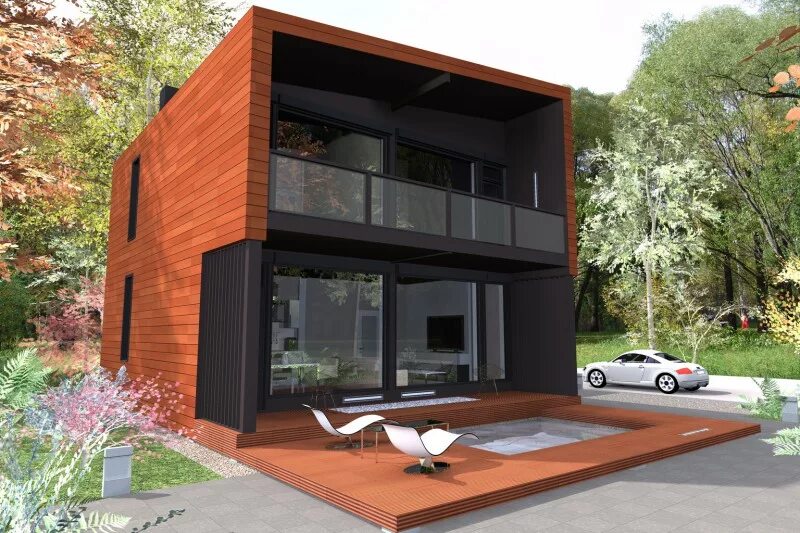 Каркасный дом из металла проекты фото Каркасный дом 9х8м G 125 s - TraumHaus. Цена, планировки, фото - 537 / IZZBA.RU