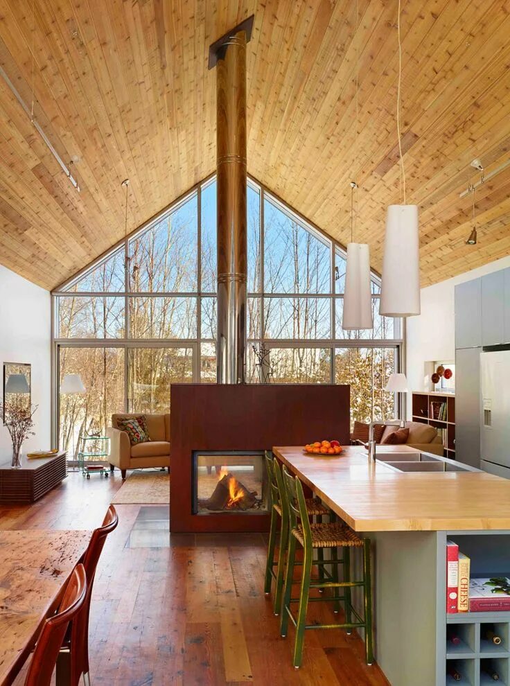 Каркасный дом как выглядит внутри gabled collingwood chalet provides escape from city living A frame house, Modern