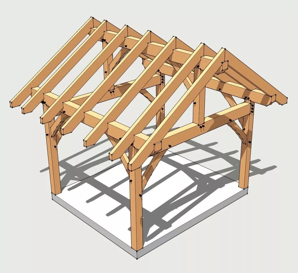 Каркасный дом крыша чертеж 12x14 Timber Frame Plan - Timber Frame HQ Timber frame porch, Timber frame plans