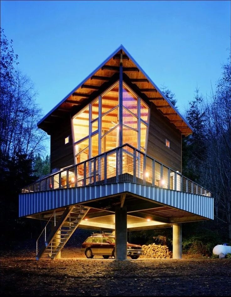 Каркасный дом на сваях фото проекты Treehouse от студии Castanes Architects - Дизайн интерьеров Идеи вашего дома Lod