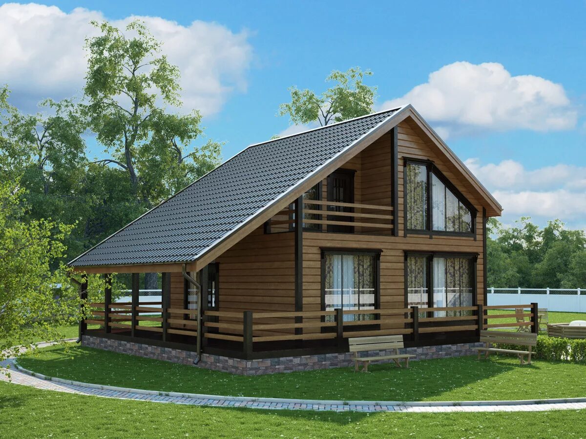 Каркасный дом под ключ фото Проекты каркасных домов с балконом в Нижнем Новгороде