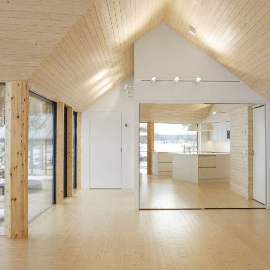 Каркасный дом внутри фото House Y Pirinen Salo Archello Modern barn house, Finnish house, Modern houses in