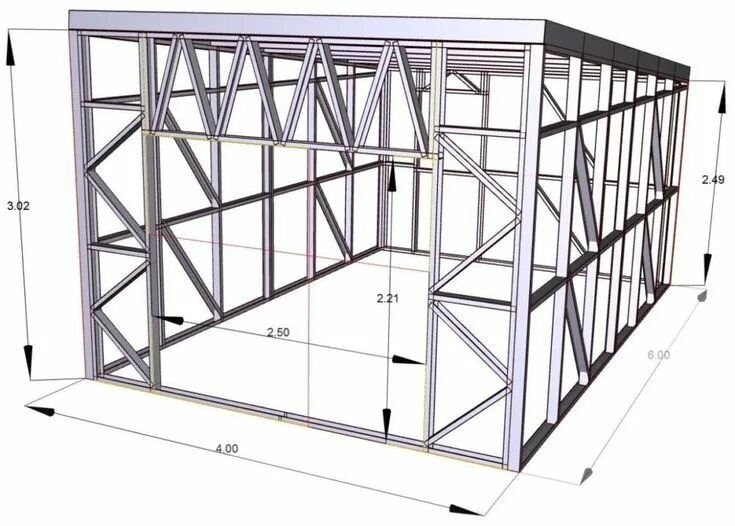 Каркасный гараж своими руками чертежи размеры Steel frame construction, Steel frame house, Metal building designs
