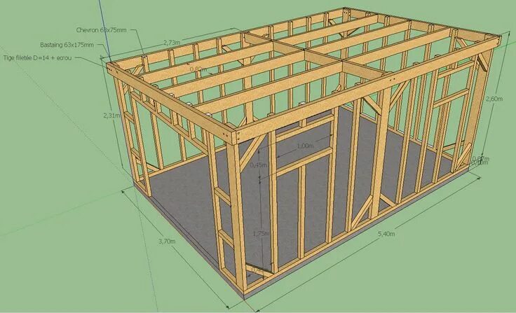 Каркасный сарай с баней 9 4 чертежи Avis sur plan ossature abris de jardin 20m² (20 messages) Plan abris de jardin, 