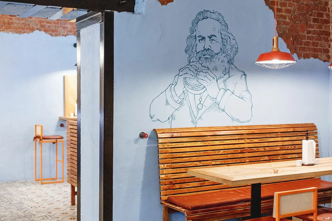 Карл маркс просп ленина 30 тула фото Karl Marks burgers interior on Behance Interior, Cafe branding, Interior design