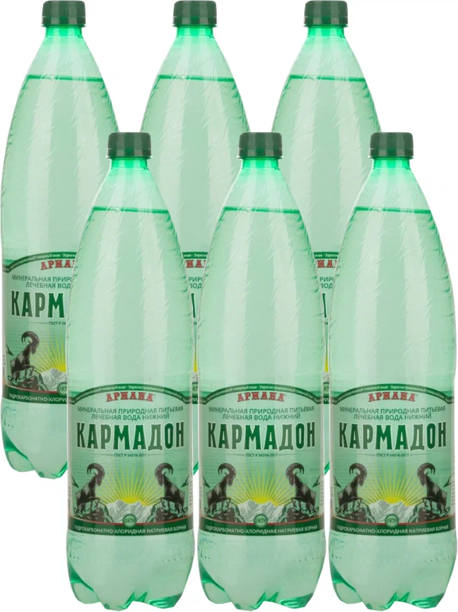 Кармадон вода фото Вода минеральная Кармадон Ариана газированная ПЭТ 1.5 л упаковка 6 штук - купить