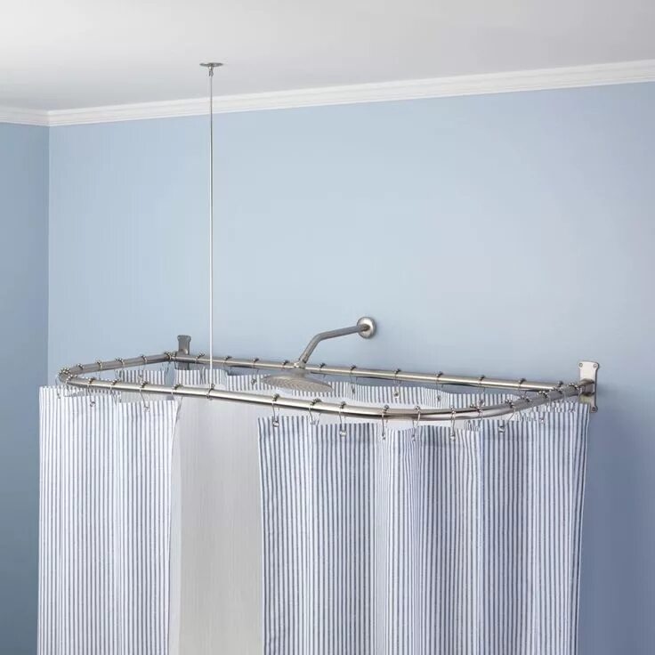 Карниз для ванны фото Half-Oval Solid Brass Shower Ring - Bathroom Shower curtain rods, Corner shower 