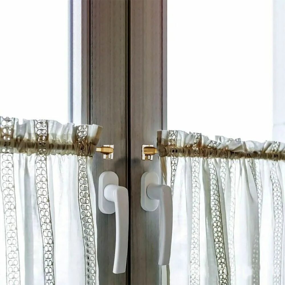 Карниз кафе для пластиковых окон фото Карниз для штор телескопический Olexdeco Кафе 65 см латунь - купить в OLEXDECO, 