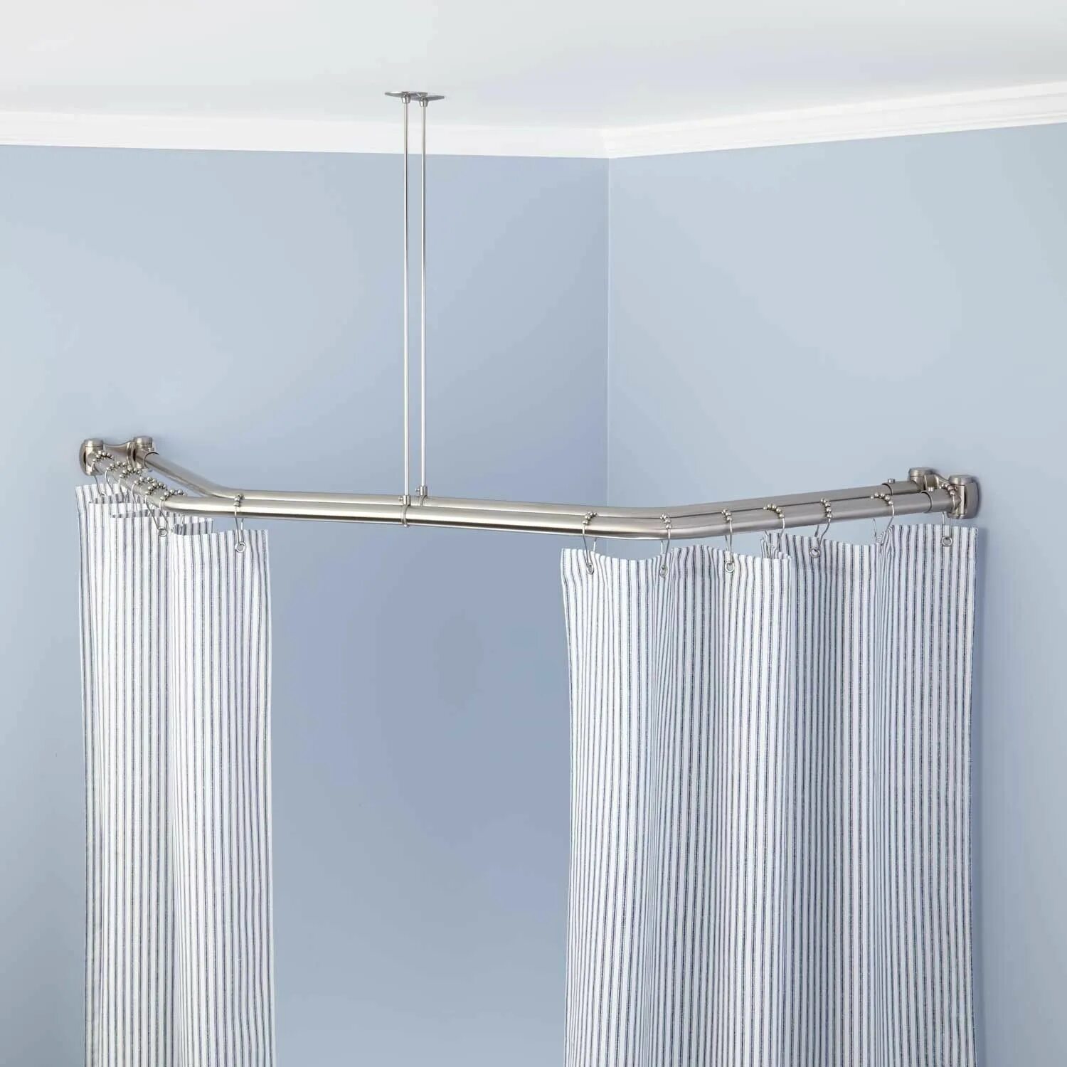 Карниз угловой для ванны фото Neo-Angle Double Shower Curtain Rod Shower curtain rods, Corner shower curtain r