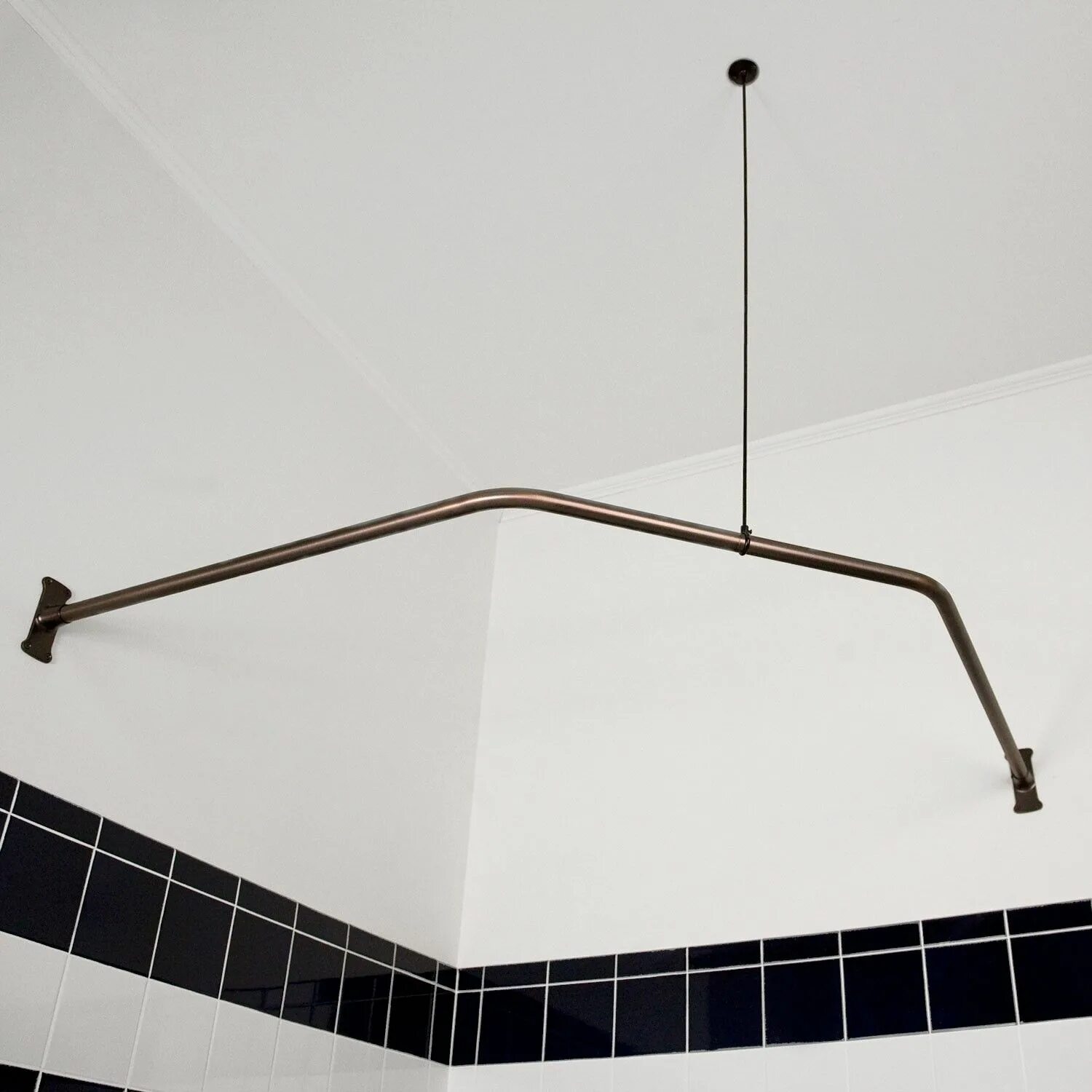 Карниз угловой для ванны фото Neo-Angle Solid Brass Shower Rod and Ceiling Support Neo angle shower, Shower ro
