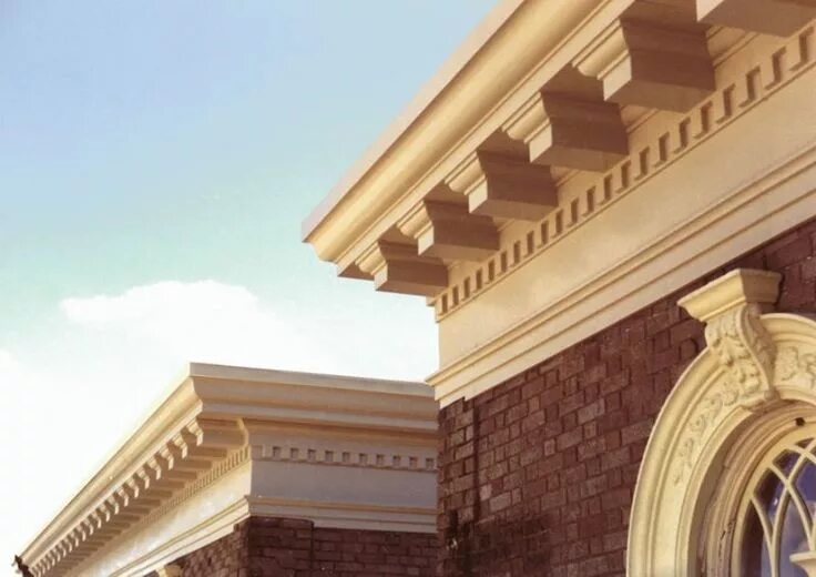 Карниз здания фото Exterior Fiberglass Cornice - Low Cost Polyurethane Mouldings and Polyurethane C