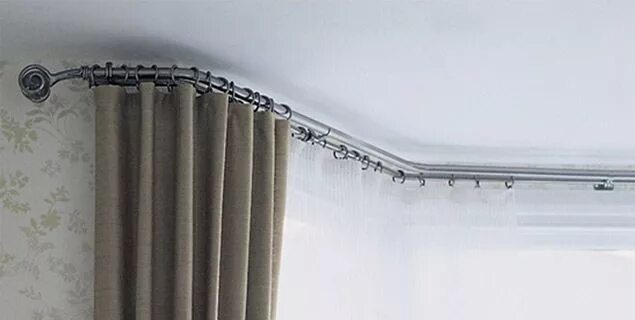 Карнизы для штор в гостиную фото Poles & Rings - Steel - The Bradley Collection Bay window curtains, Bay window c