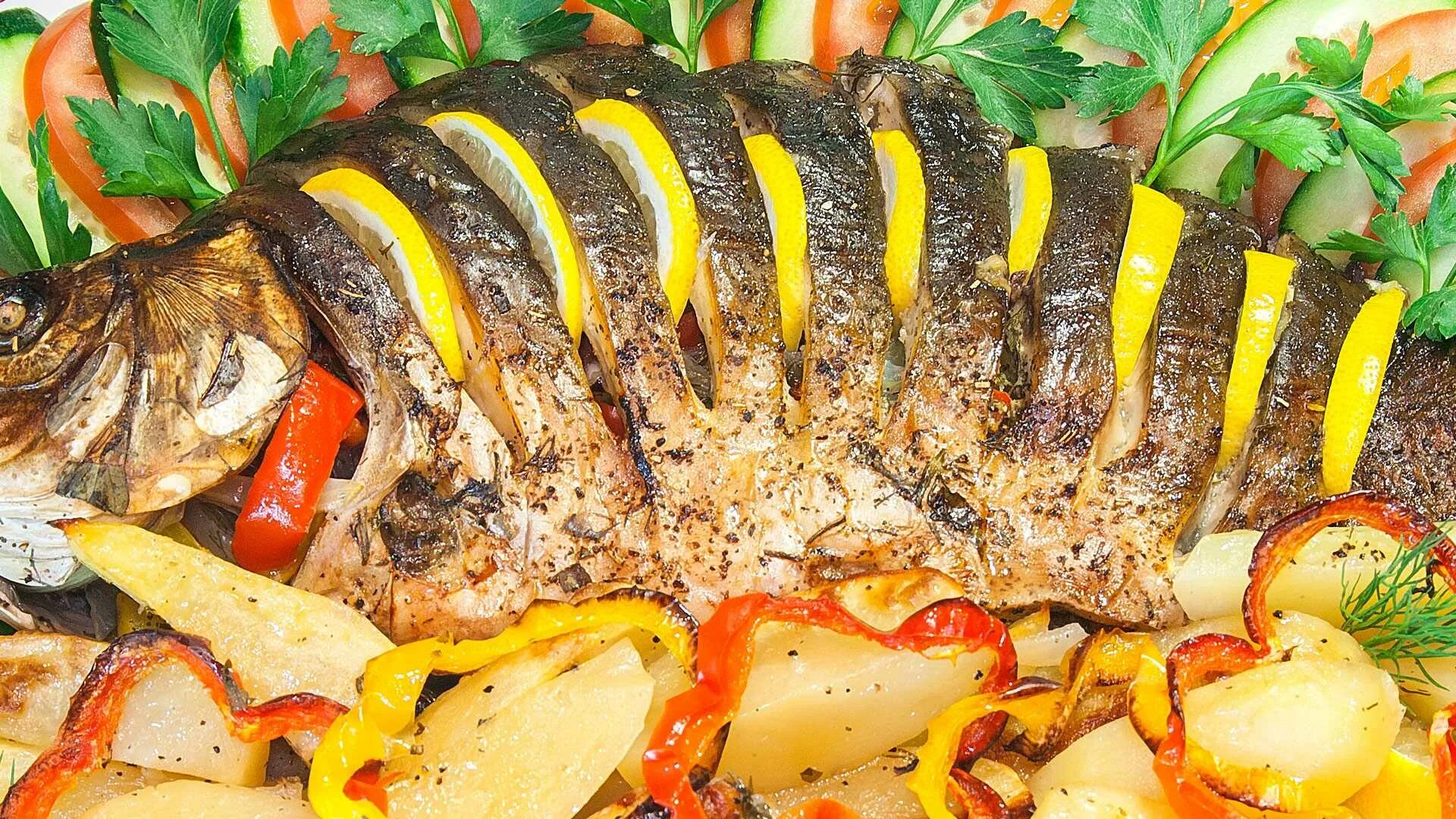 Карп в духовке с овощами фото Рецепт карася в духовке с картошкой: найдено 82 изображений