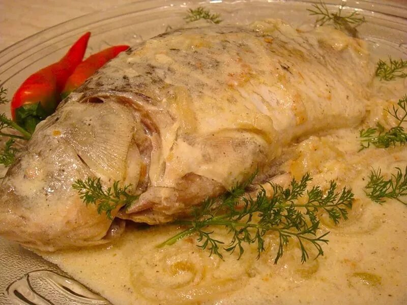 Карп в сметане рецепт с фото Карась в духовке со сметаной и луком eCookie.ru