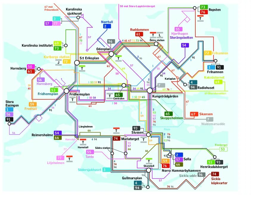 Карта автобус фото Central Bus lines in Stockholm-Network Representation of bus lines... Download S