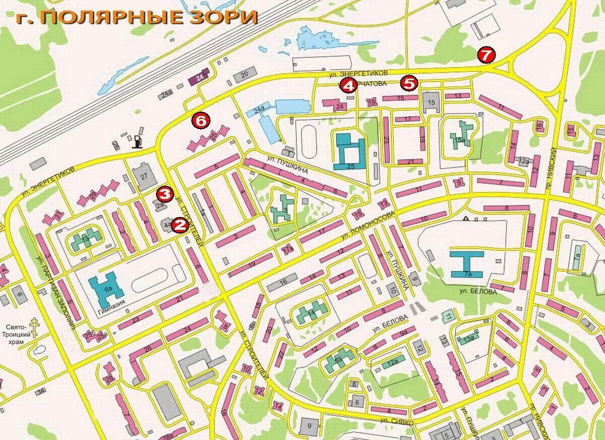 Карта фото с номерами домов Полярные зори карта фото YugNash.ru