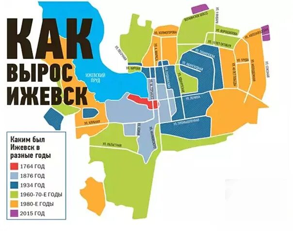Карта ижевска фото HOW HAS JEWSK CHANGED From 60 homes to a city of half a million. Author: Lena Ka