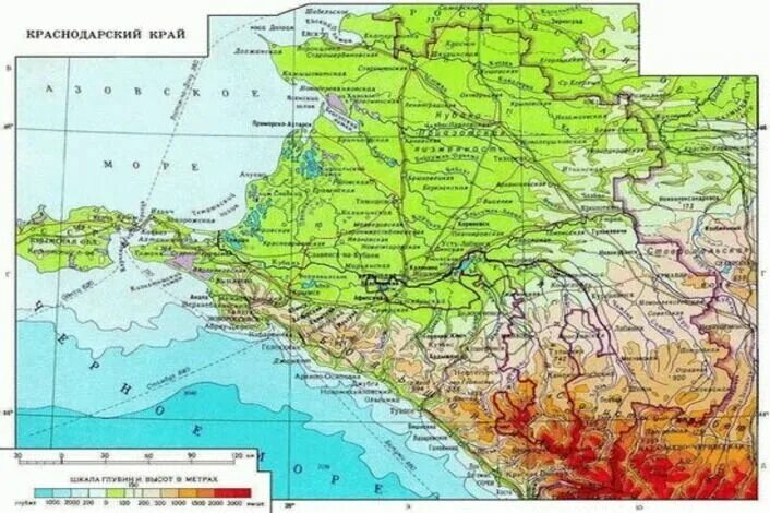 Карта краснодарского края фото с городами География Краснодарского края