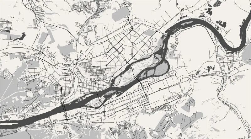 Карта красноярска фото улиц Map of the City of Krasnoyarsk, Russia Stock Vector - Illustration of united, kr