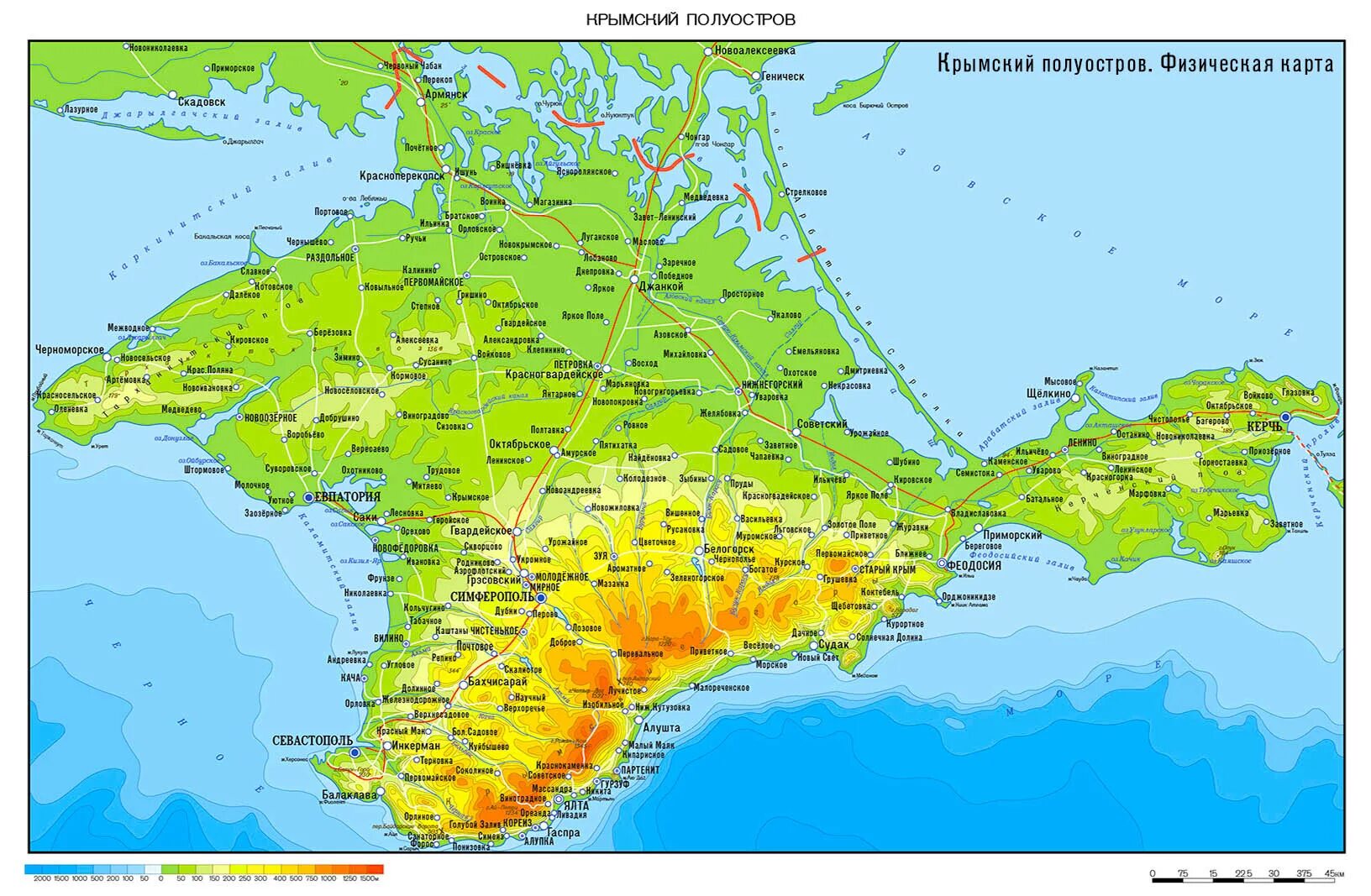 Карта крыма фото с описанием Крым на карте россии с городами - блог Санатории Кавказа