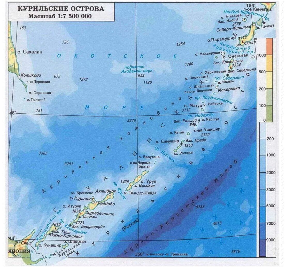 Карта курильских островов фото Охотское море: 10 удивительных ТАЙН, одного из крупнейших морей на Земле Путешес