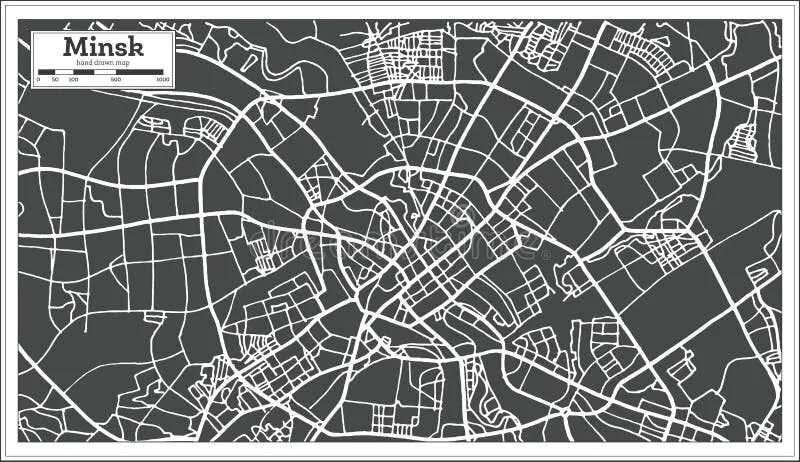 Карта минска фото Minsk Belarus Map in Retro Style. Stock Vector - Illustration of outline, sketch