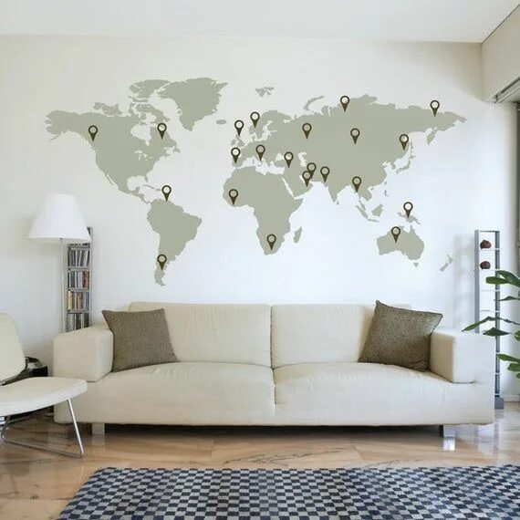 Карта мира декор на стену LARGE World Map Wall Decal Sticker 7ft X 3.47ft Vinyl Wall Stickers Decals With 