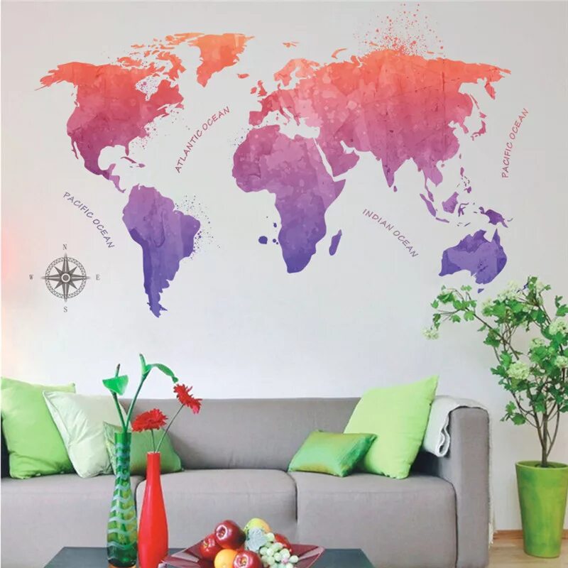 Карта мира декор на стену World Map Wall Sticker HomeAdore Shop