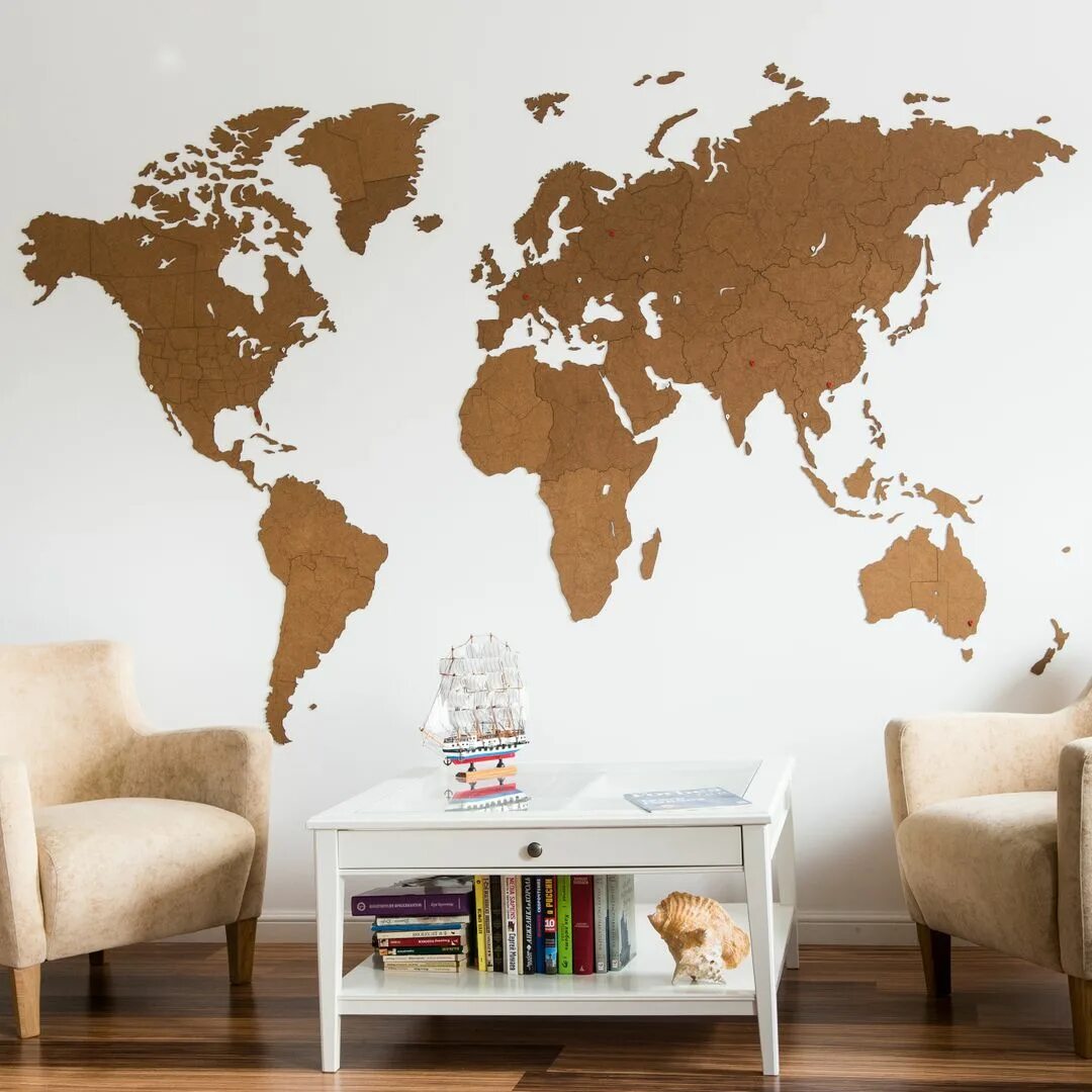 Карта мира деревянная на стену фото Декоративная Карта мира Wall Decoration Brown GIANT (MiMi) купить по цене 14 990