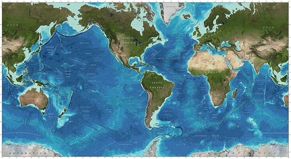 Карта мира океаны фото Ocean surface ecosystem - Wikipedia