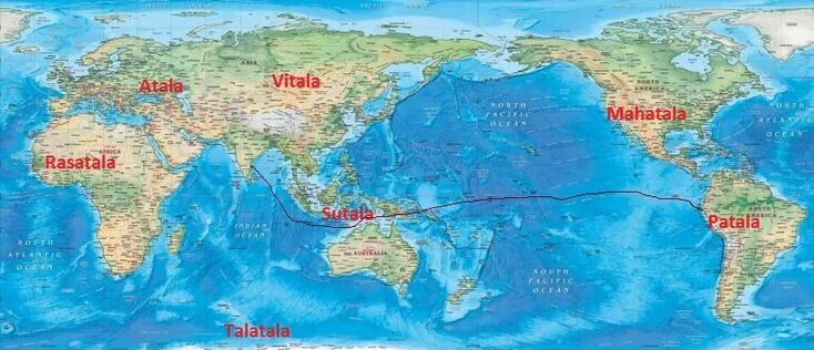 Карта мира океаны фото King Mahabali went to Patala Loka (South America) - Puranas Wall maps, Southeast