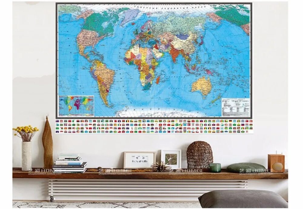 Карта мира в интерьере фото waterproof wall map in russian language PICtures ON THE WALL waterproof map wall