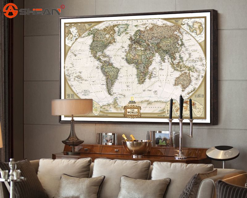 Карта мира в интерьере фото sticker wall paper Picture - More Detailed Picture about Vintage Retro Matte Kra