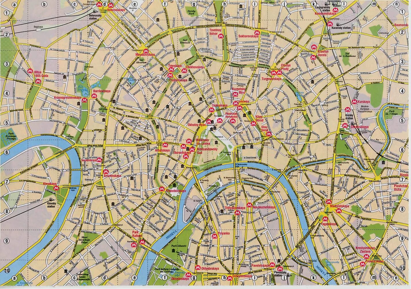 Карта москвы схема с домами Detailed road map of Moscow city center. Moscow city center detailed road map Vi