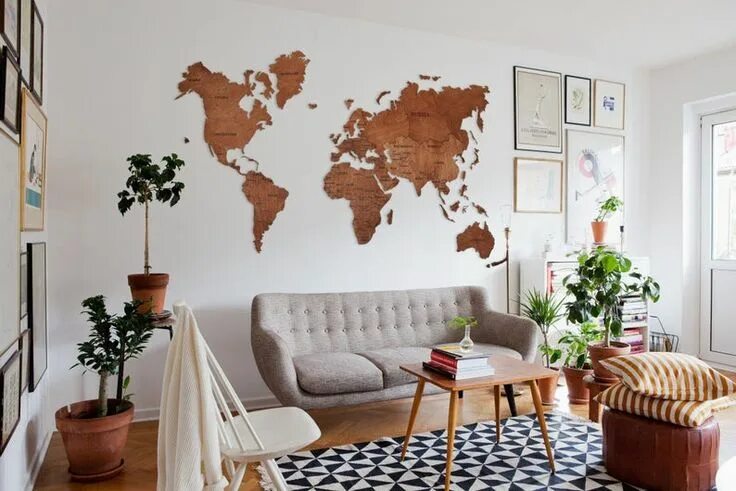 Карта на стене в интерьере Holz-Wand-Kunst-Wand-Karte der Weltkarte Holz Reise Push Pin Etsy Coole wände, H