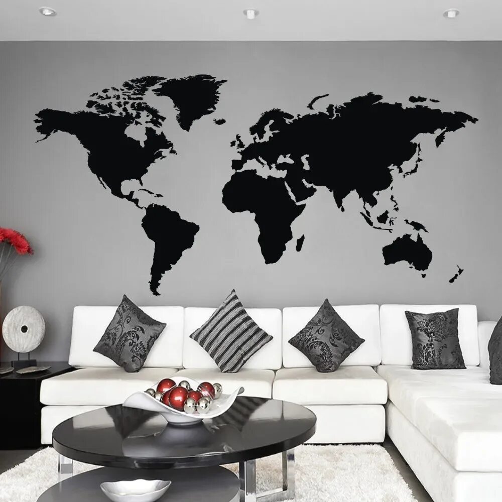 Карта на стене в интерьере Vinyl Wall Art Wall Sticker Atlas World Map Wall Decal for Home Office Decor 122