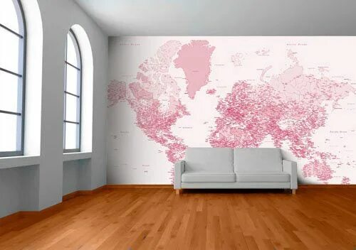 Карта на стене в интерьере Custom Map Wall Murals for Your Home Decor
