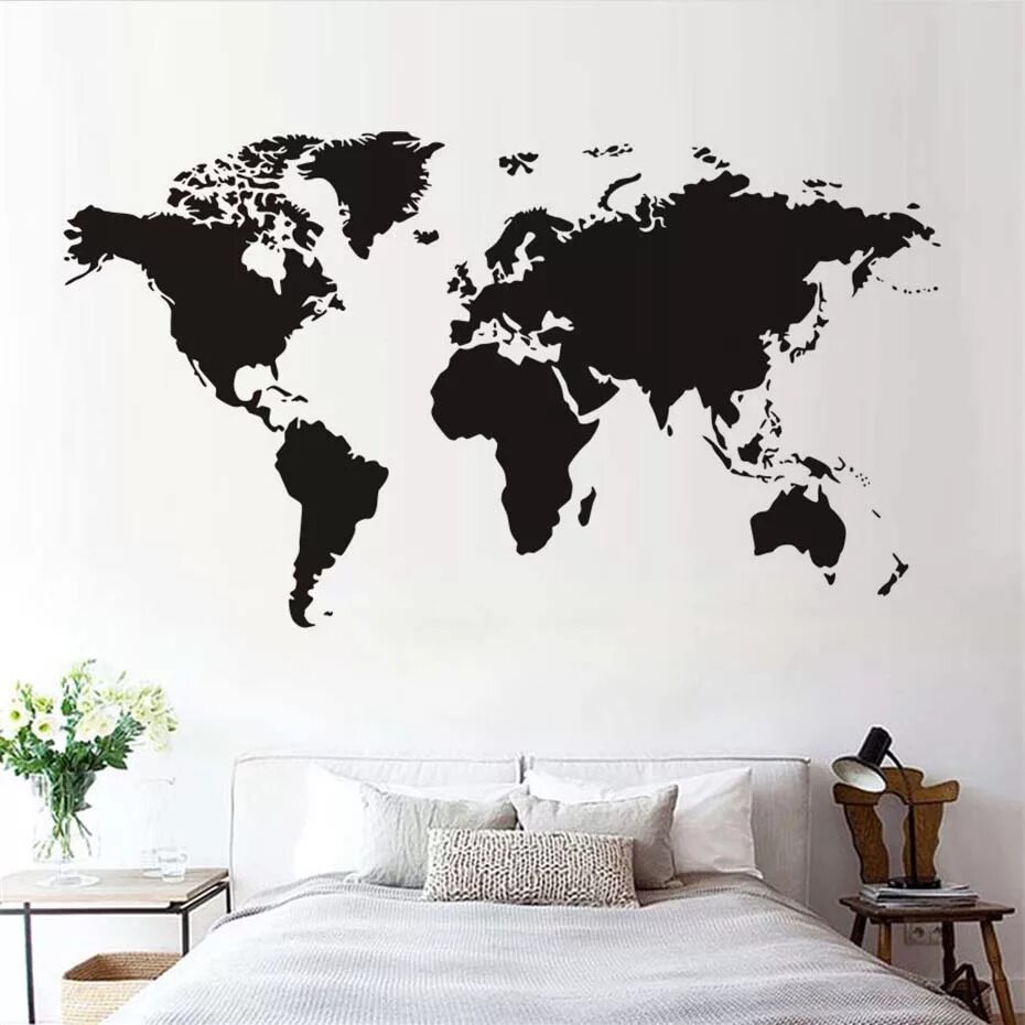 Карта на стене в интерьере DCTOP Let'S Get Lost Wall Stickers Quotes Creative Home Decoration Accessories W