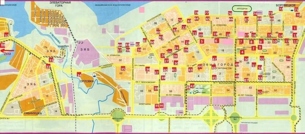 Карта набережных челнов фото Карта челнов с комплексами