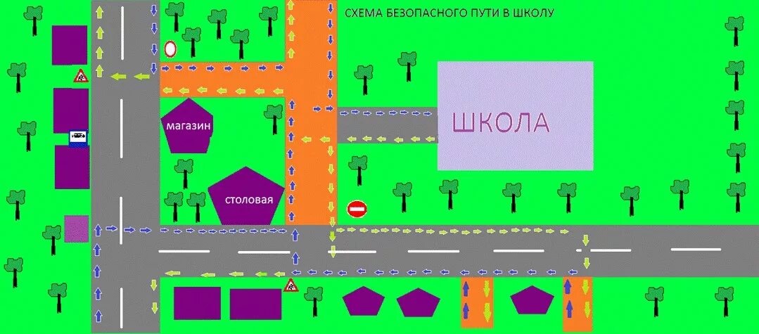 Карта от дома до школы схема Схема безопасного маршрута в школу: примеры шаблонов