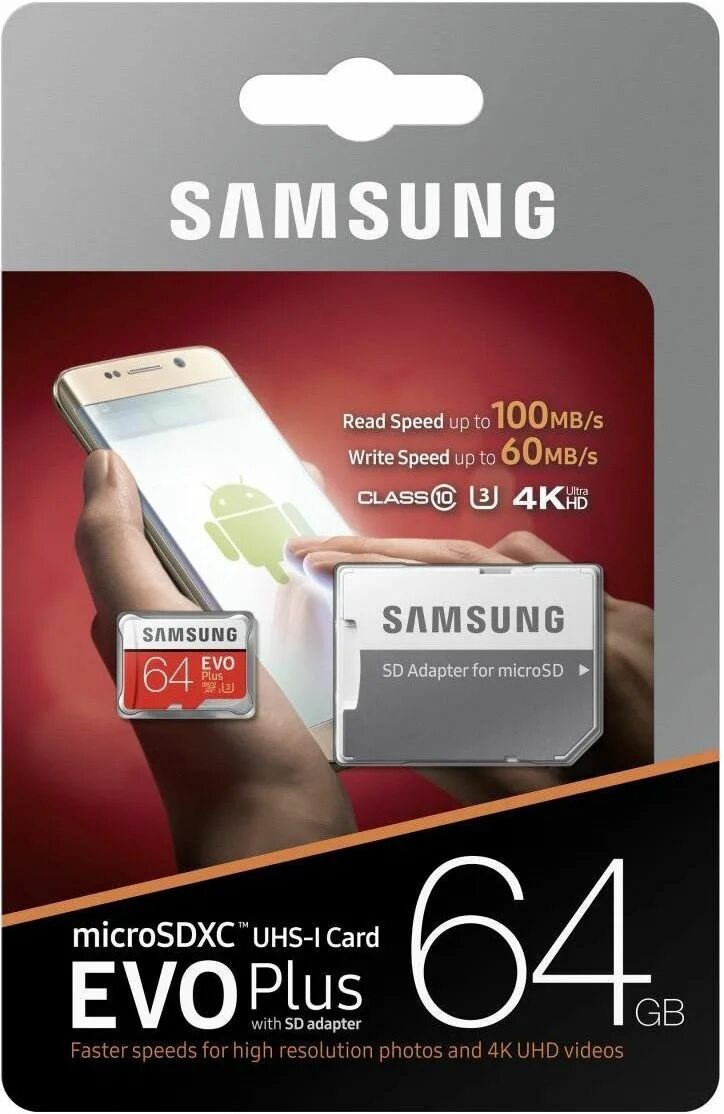 Карта памяти самсунг фото Карта памяти Samsung microSDXC 64GB class 10 UHS-1 EVO Plus MB-MC64HA. Цена 780р